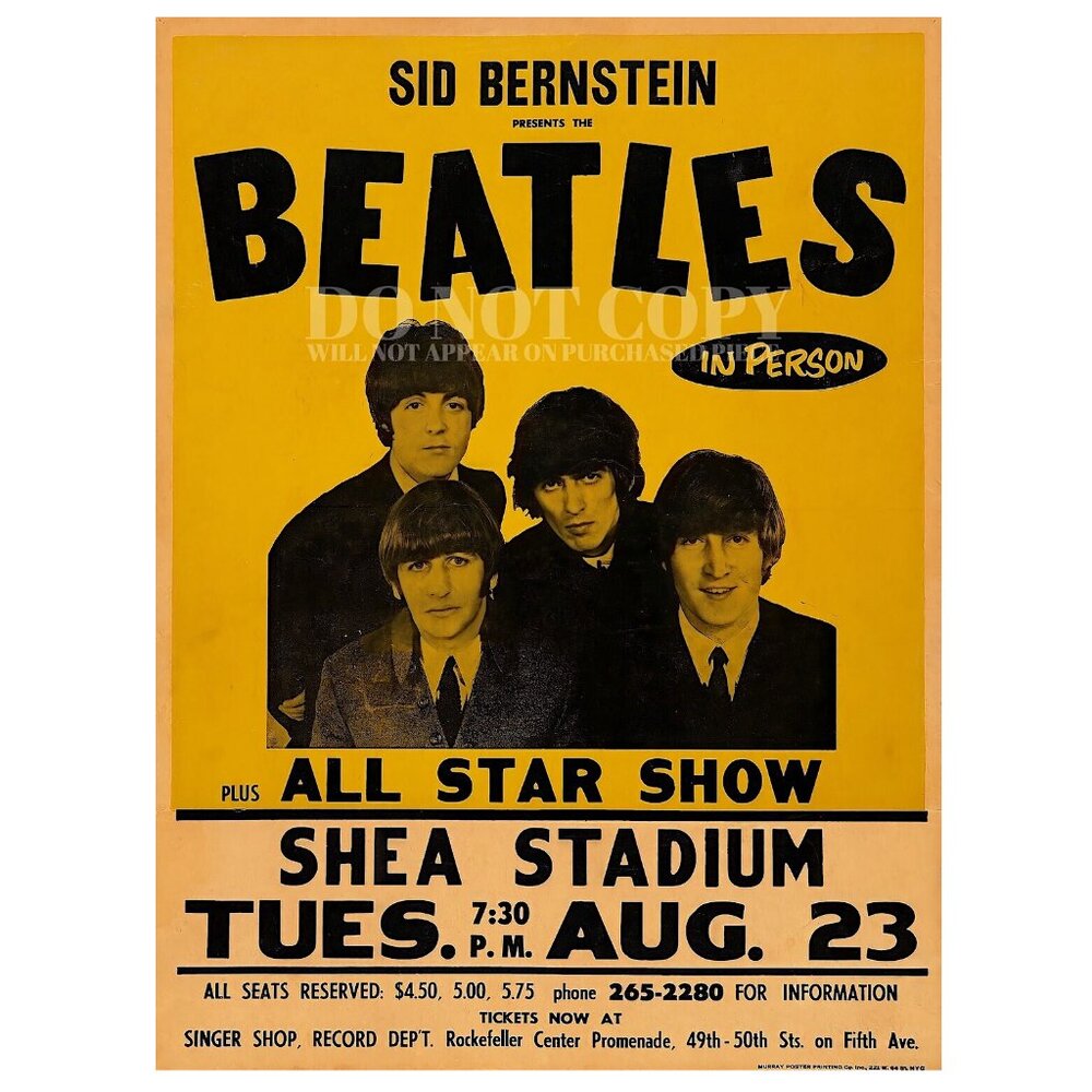 The Beatles Concert Poster 8 X 10 | Live 1966 Shea Stadium NYC | Rare Art Print